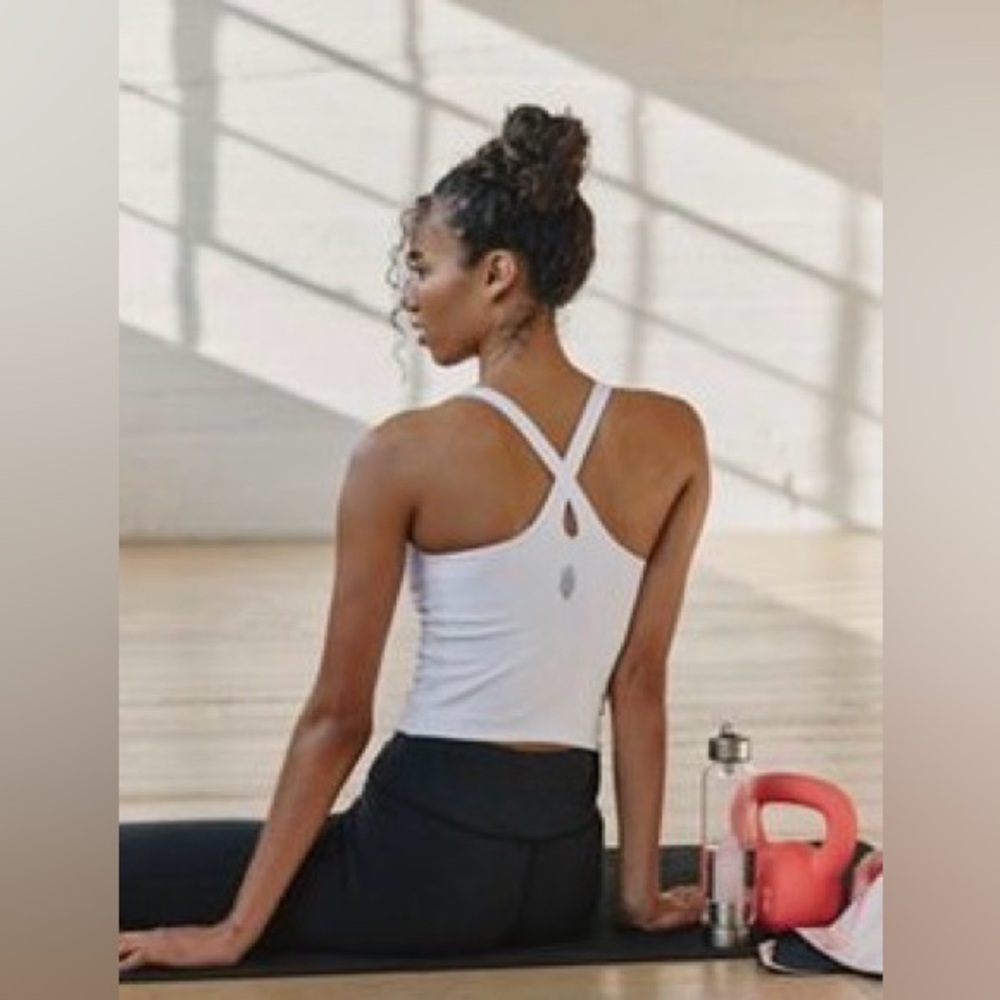 FP Movement by Free People White Crisscross Back Tank
